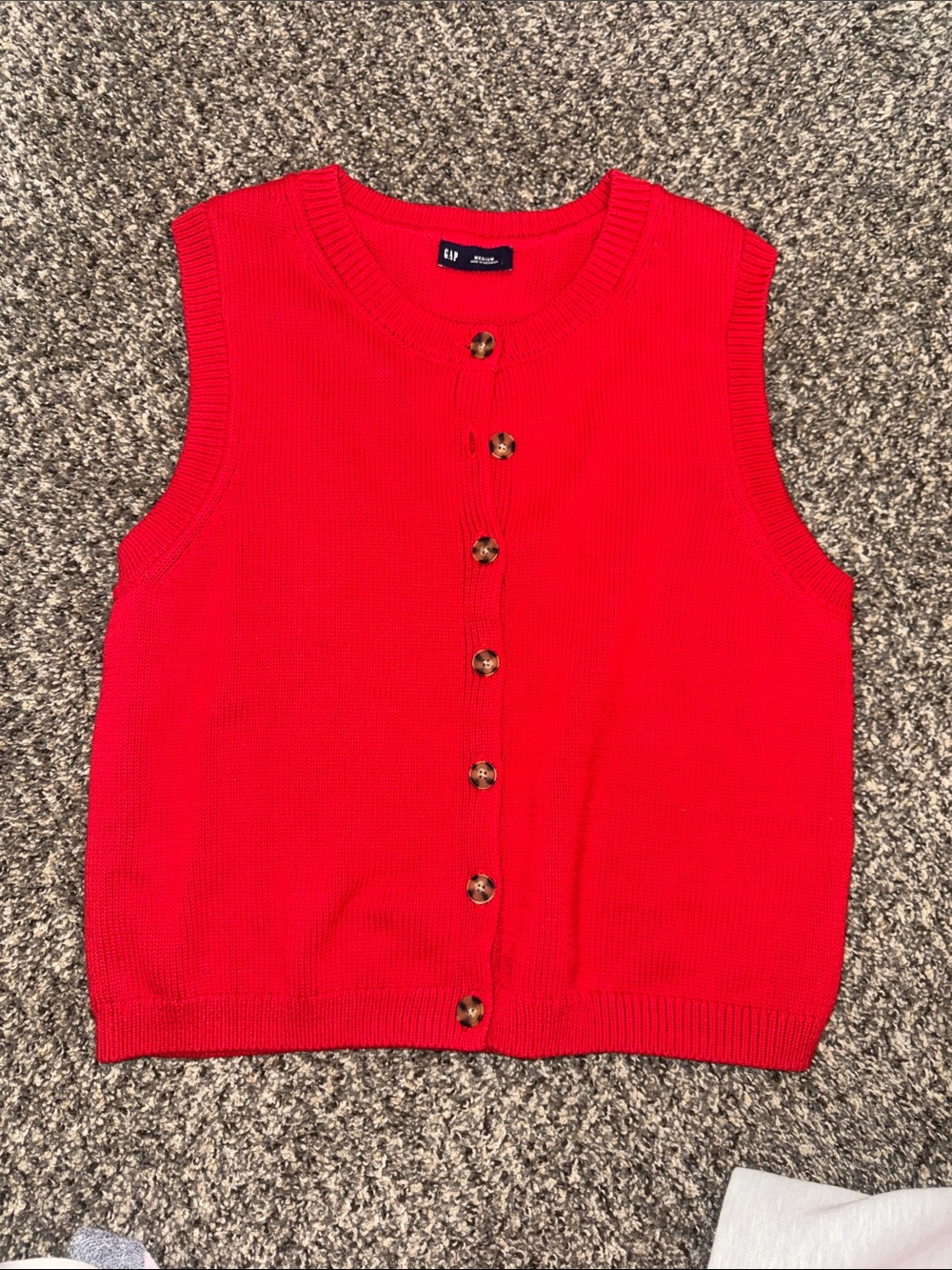 GAP Bright Red Button-Front Knit Vest